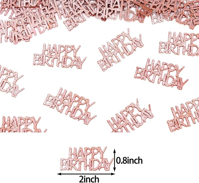 Rose Gold Happy Birthday Confetti for Tables Glitter Birthday Party Decorations Table Scatters for Girls/Adult Women Party Supplies 100PC