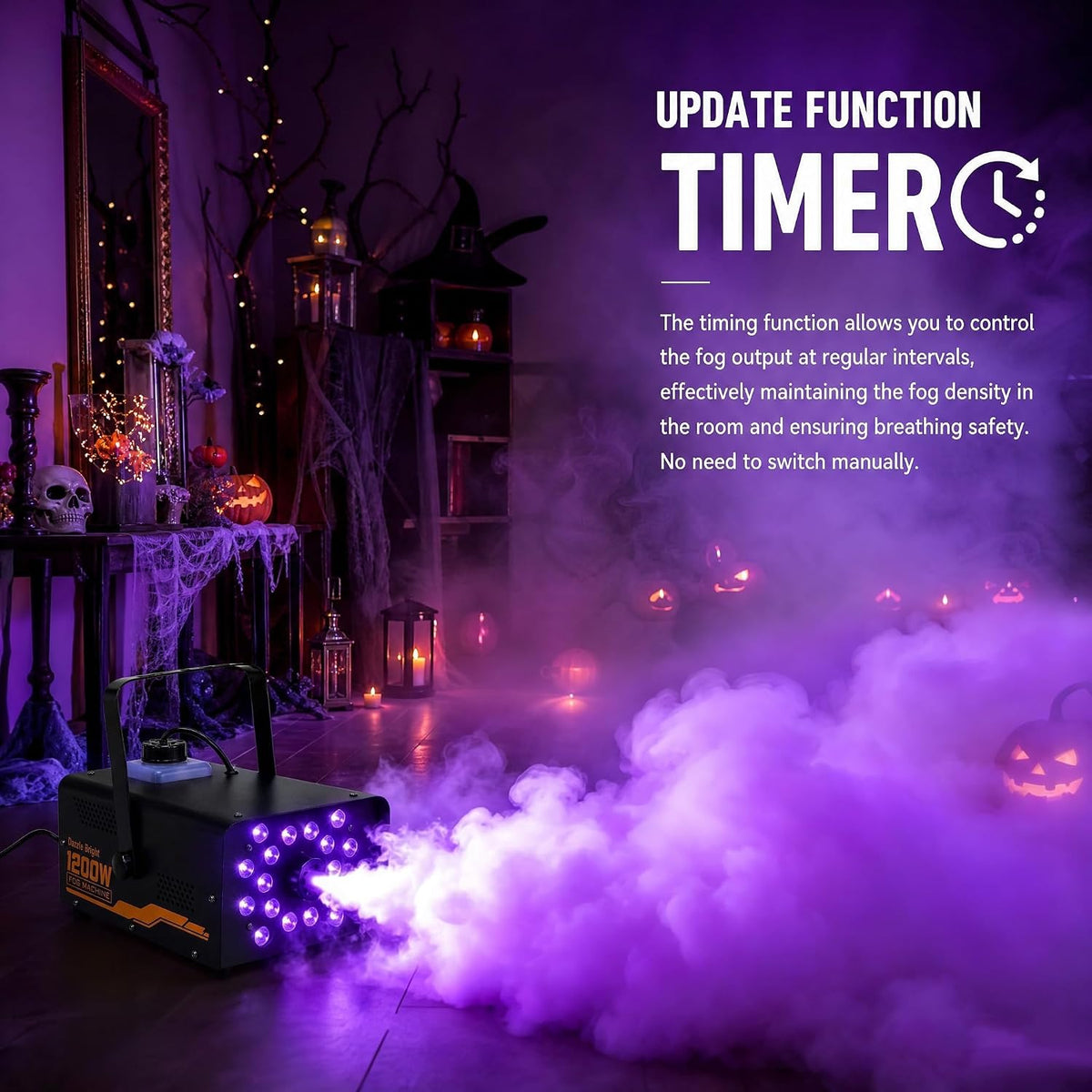 Dazzle Bright 1200W Halloween Fog Machine, Smoke Machine Outdoor Indoor with ...