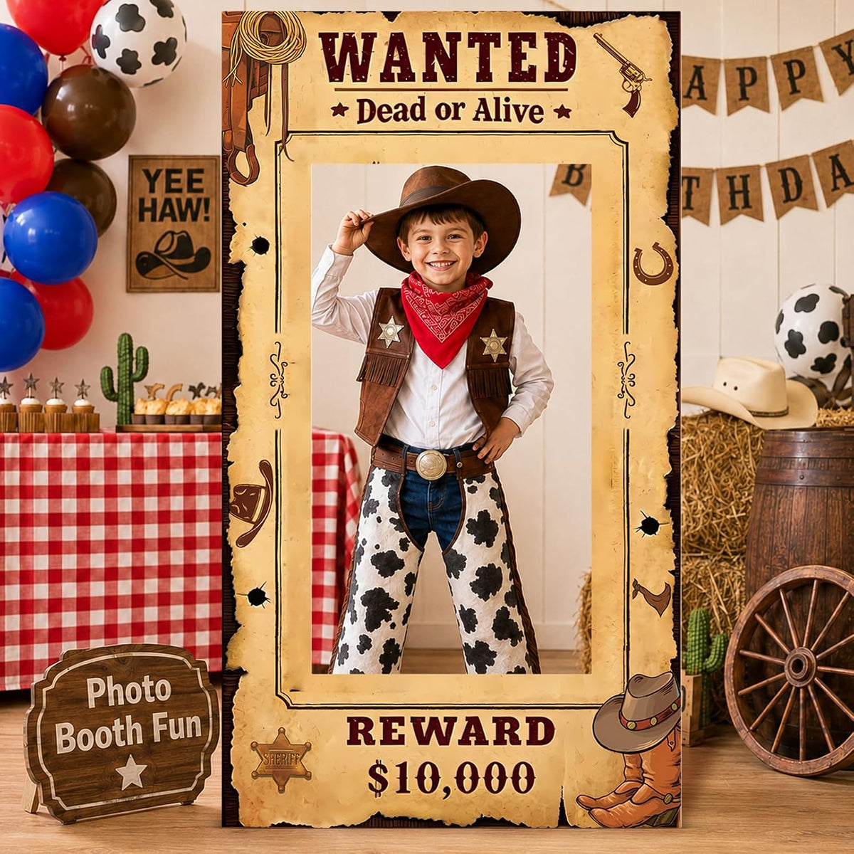 6 Ft Wanted Poster Photo Booth Prop Stand up Western Party Cutout