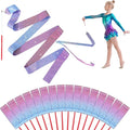 16 Pcs Sparkling Dance Ribbon for Kids Rhythmic Gymnastics Birthday Party Favors Twirling Streamer for Girl Princess Artistic Dancing Outdoor Game Supplies(Gradient Blue Purple)