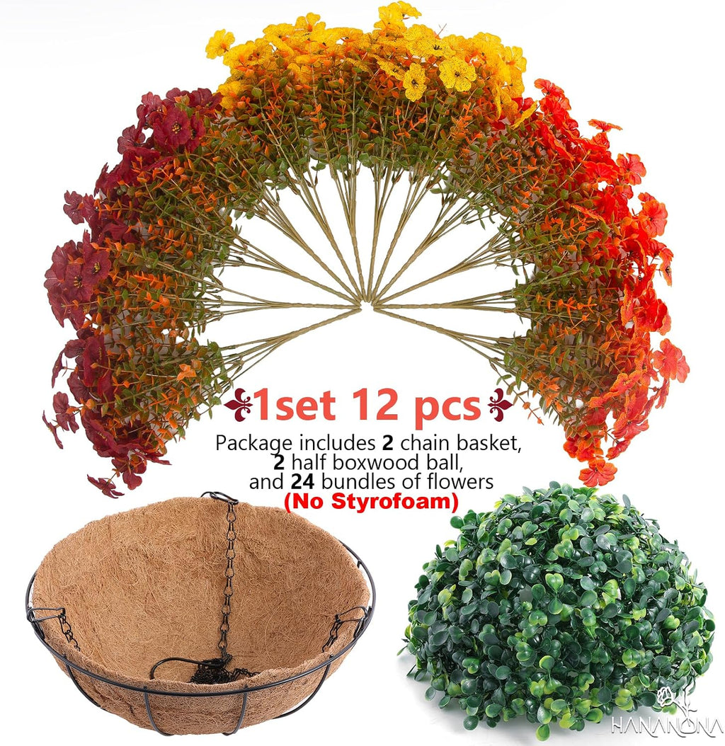 hananona 2 set artificial outdoor fall flowers with, close-up detail