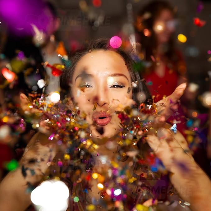 PrimePure Confetti Cannon Party Poppers - Metallic Foil Multicolor Confetti Poppers & Streamers - 8 Pack - Easy-to-Use Party Cannon - Glitter Bomb Pop Gun for Graduation, Birthday, Celebration, Prank
