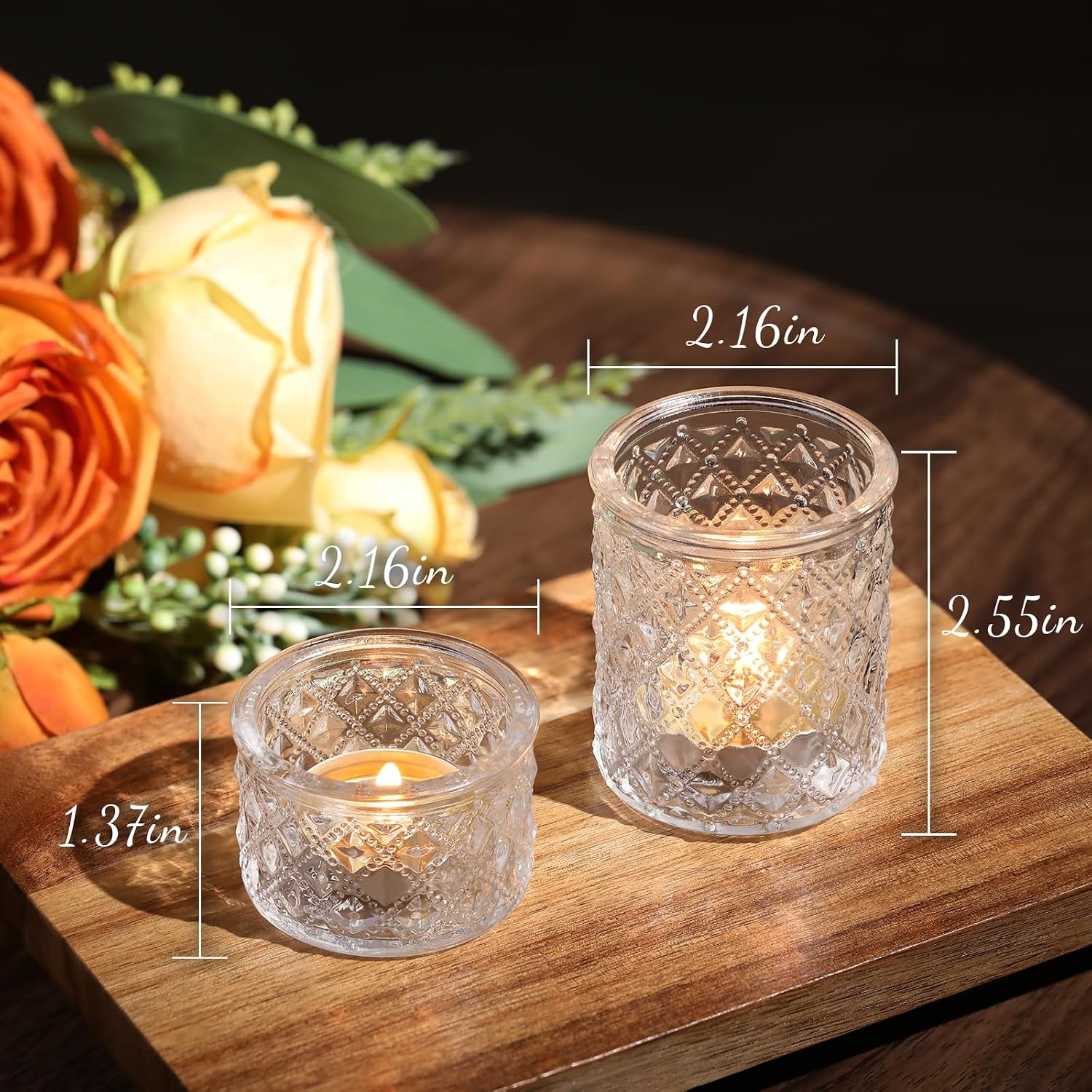 MATAHUM 20 Pcs Clear Tealight Candle Holders, Glass Votive Candle Holders Bulk, 2 Sizes for Wedding Table Centerpieces, Bridal Shower, Baby Shower, Birthday Party Decorations