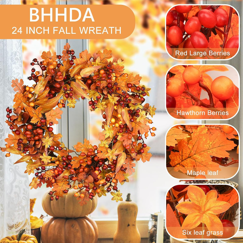 fall wreaths for front door 24 inch autumn shown in use