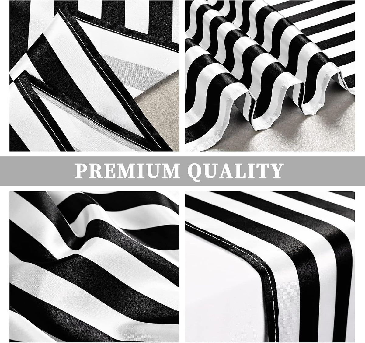 16 Pack Black and White Table Runner 12x72Inch Striped Table Runner