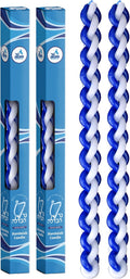 Ner Mitzvah Braided Havdalah Candle - 2-Pack - Round Blue and White Paraffin Wax - Handcrafted Havdallah Candle - Shabbat Judaica Gift
