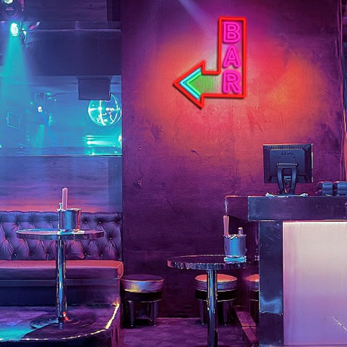 Bar Neon Sign with Dimmer switch, Colorful Bar Led Neon Light Pink Letter Light up Sign for Beer Pub Club Party Wall Decor(16.54 * 12.6In)