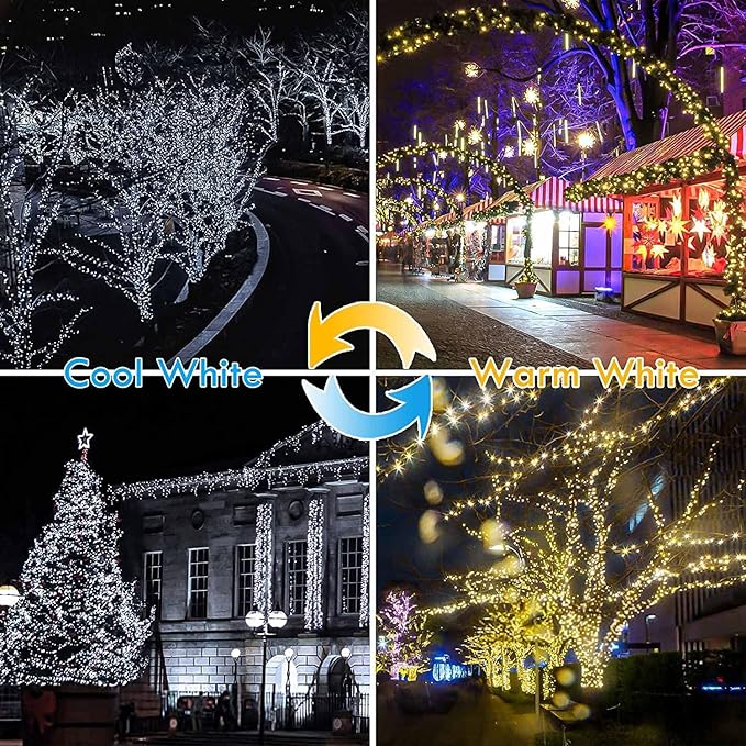 Warm White ⇋ Cool White 66Ft 200LED Fairy Lights Plug in with Remote, Waterproof String Lights Outdoor & Indoor 8 Modes with Timer, LED Twinkle Lights for Girl's Room Halloween Christmas Decorations