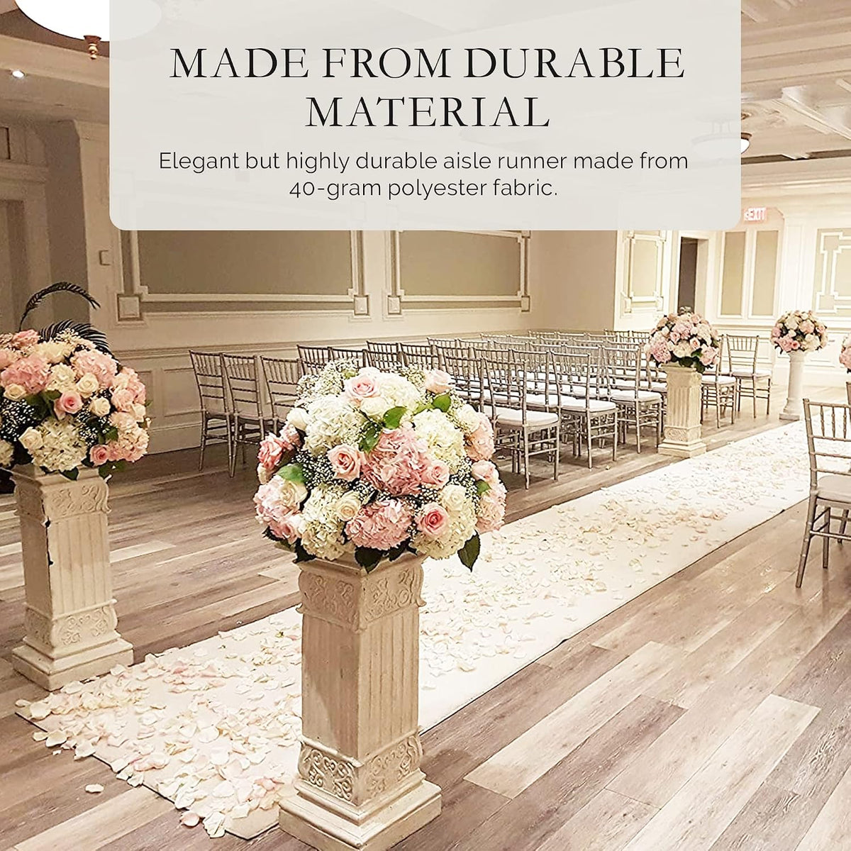 SLS SUPPLY FLORA Wedding Aisle Runner, White Floral Print Wedding Floor Must-...