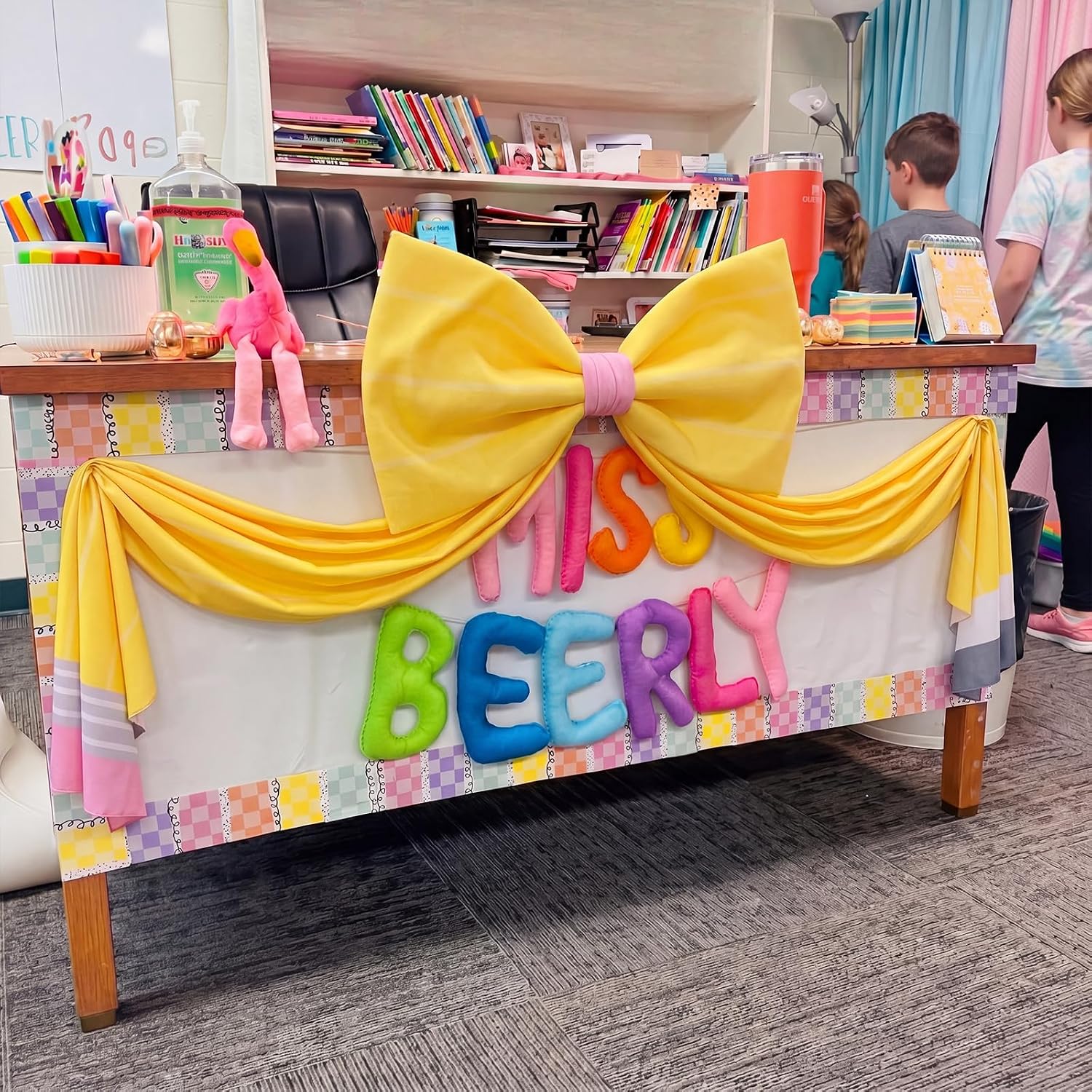 Back to School Classroom Decor Large Pencil Bow 42 x 24 Inches Giant Pencil Hanging Decor for Classroom Bulletin Board Art Teacher Blackboard Backdrop for First Day of School Supply