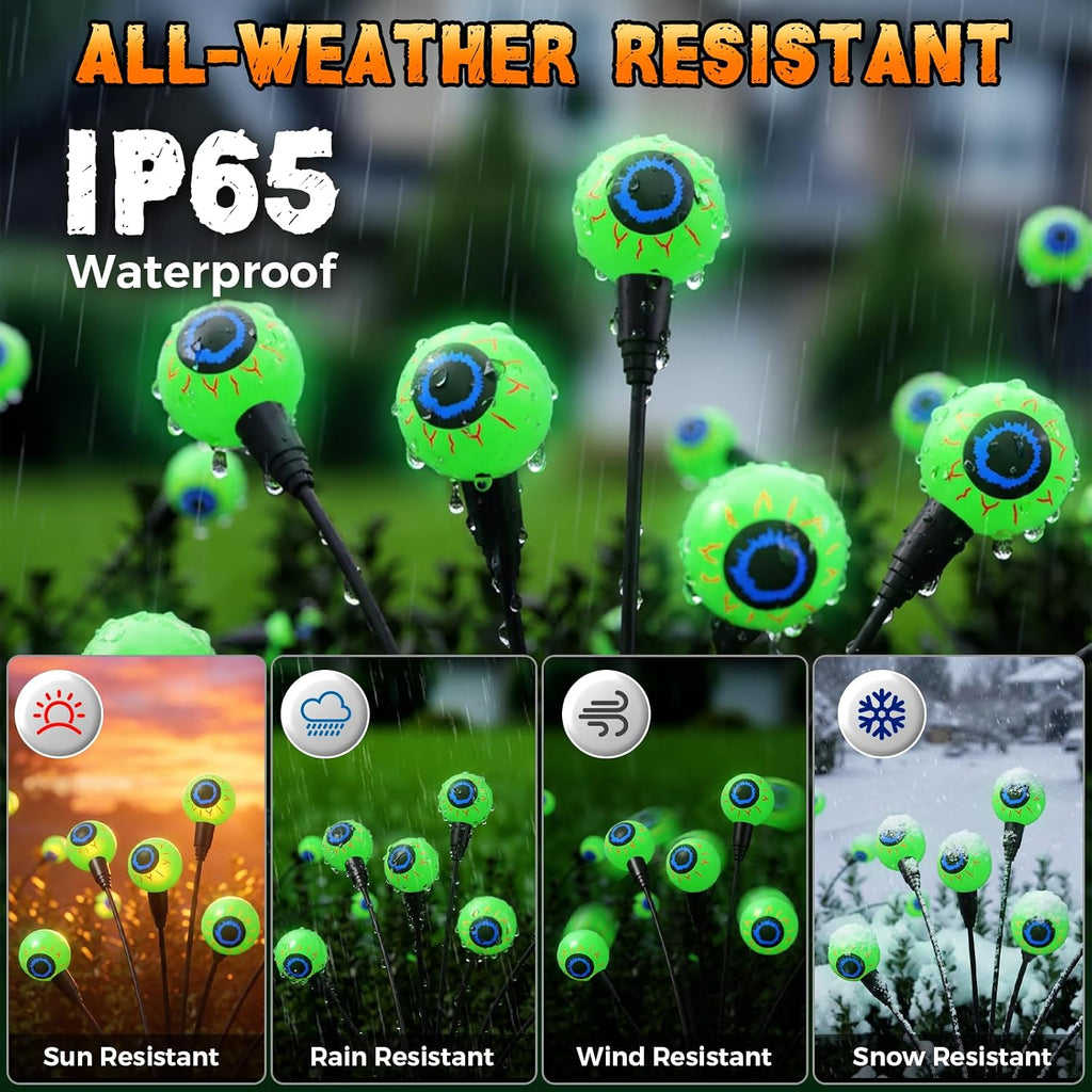 halloween decorations outdoor, 6pack 48 leds solar eyeball, package contents