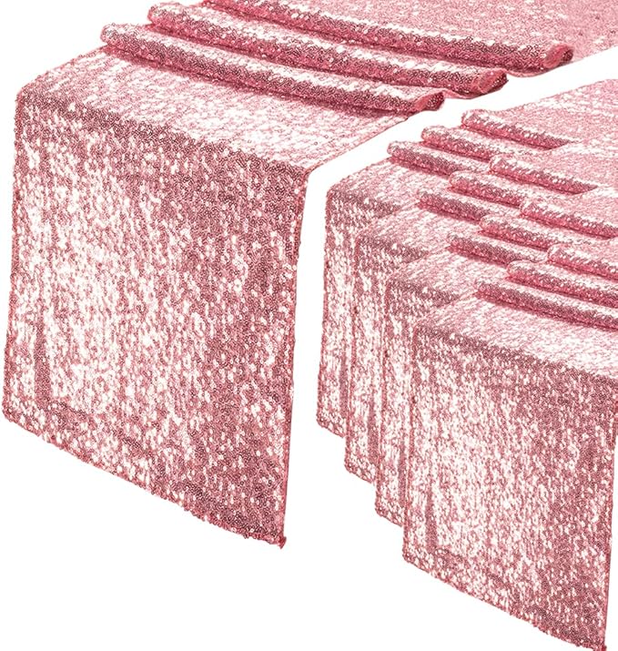 Eternal Beauty Fuchsia Pink Table Runner for Wedding, 5PCS-12x108 Sequin Table Runner Decorations for Birthday Parties, Banquets, Graduations,Christmas