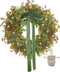 24 inch pre-lit boxwood fall winter wreath for, main product view