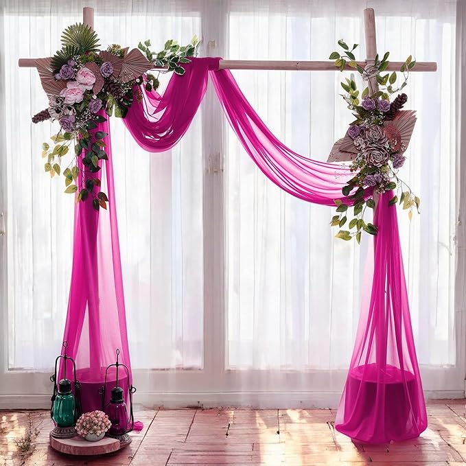MDS Halloween Chiffon Draping Fabric - 1 Panel, 30" Wide x 75ft Long - Sheer Spooky Arbor & Canopy Drapery for Haunted House Backdrops, Party Ceilings, DIY Costumes & Themed Events - Magenta