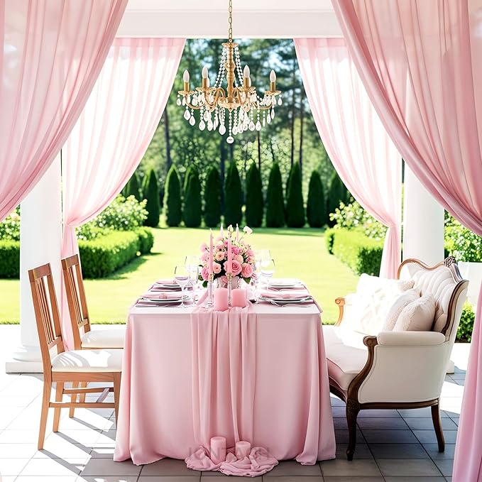 Wedding Arch Draping Fabric 29" x 19Ft Sheer Drapes for Backdrop Wedding Ceremony Reception Ceiling Decor Curtain Baby Bridal Shower Decoration (Dusty Rose, 1 Panel)