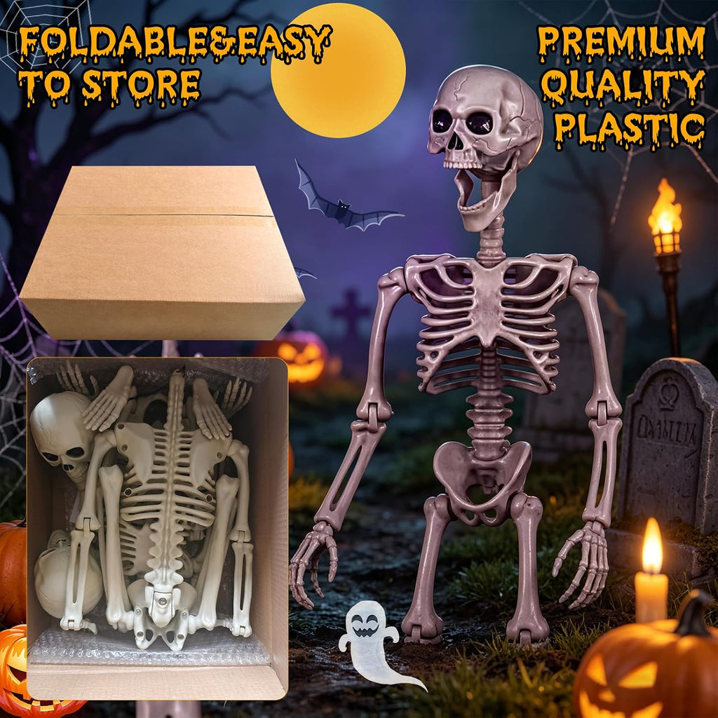 40" pose-n-stay halloween skeletons, life-size full body realistic, side view