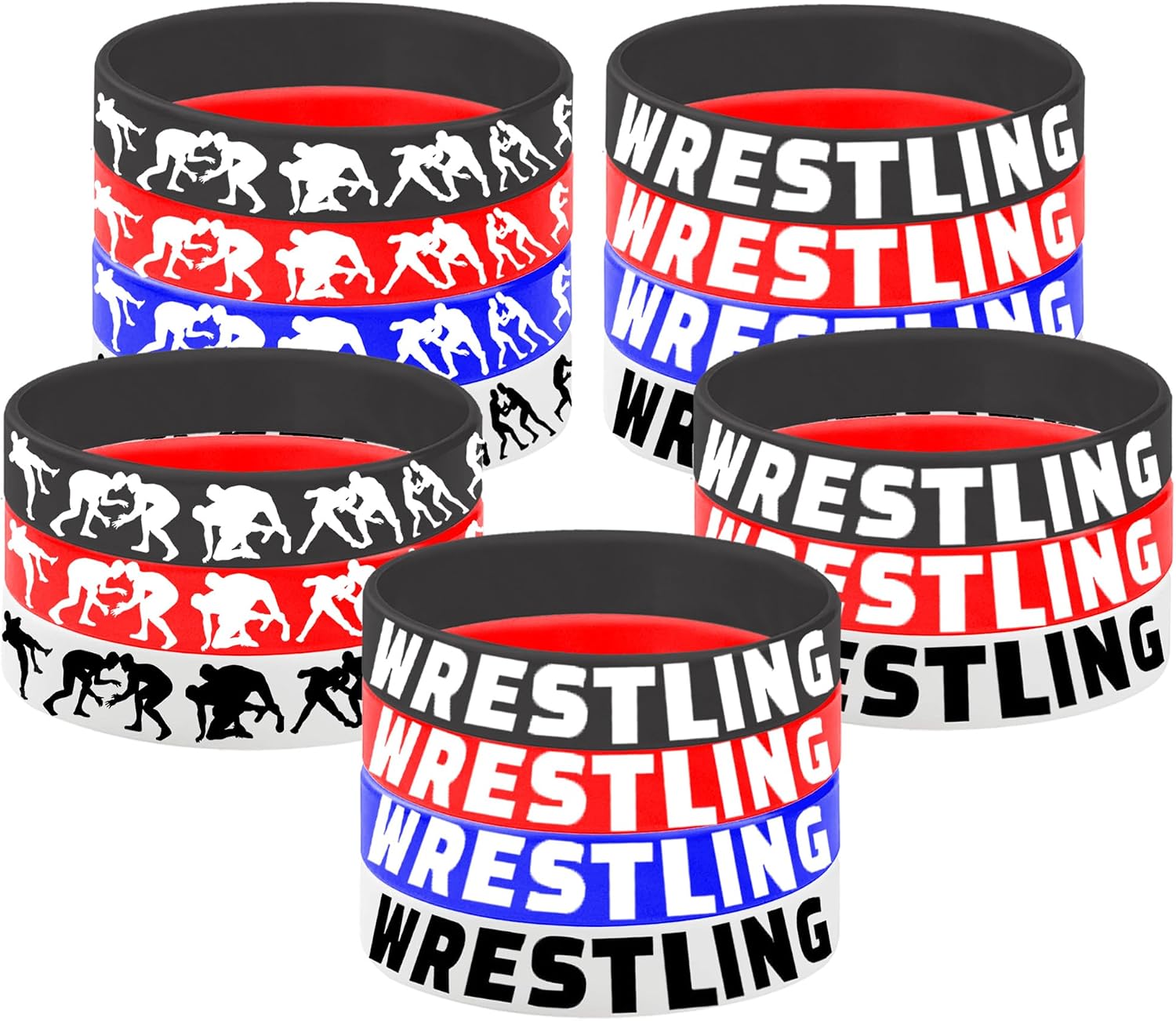 24PCS Wrestling Rubber Silicones Wristbands Wrestling Match Themed Birthday Grapple Party Favors Decorations
