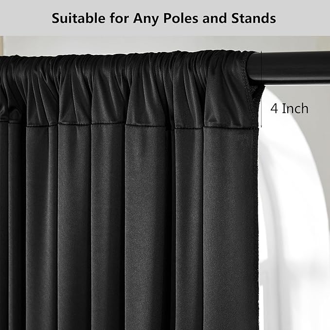 50ft x 15ft White Wrinkle Free Backdrop Curtain for Wedding Party, Silky Polyester Fabric Drapes Backdrop, 10 Panels 15ft Photo Back Drop Curtains for Baby Shower Photography Stage Background Cloth