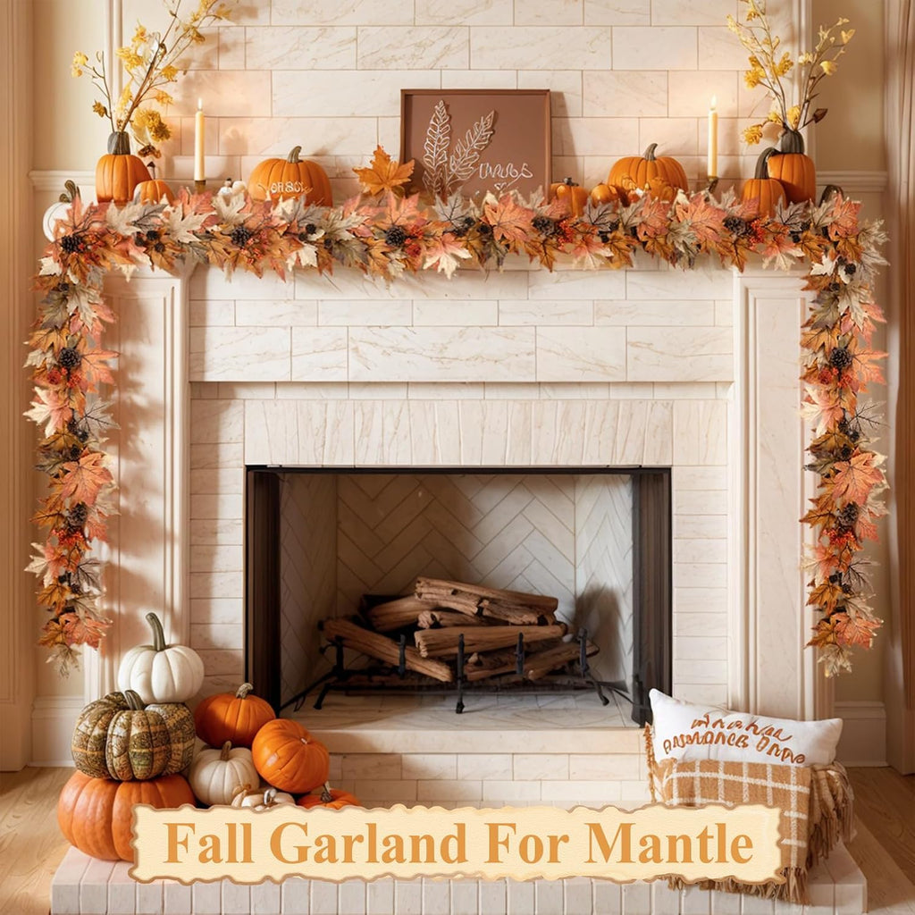 6 ft lighted fall garland with lights autumn, package contents