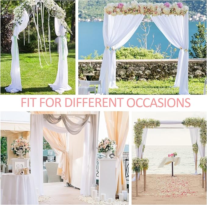 Wedding Arch Draping Fabric White Arch Drapes 6Panels Sheer Backdrop Curtain for Ceremony Wedding Arches Decor 19Ft Length x 28" Width