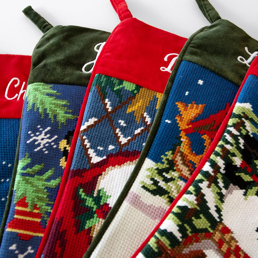 Let's Make Memories Personalized Needlepoint Christmas Stocking - Embroidered Family Stockings - Old-Fashioned Christmas Décor - Mantel Décor - 8"x17" - Customized Embroidered Name - Polar Bear