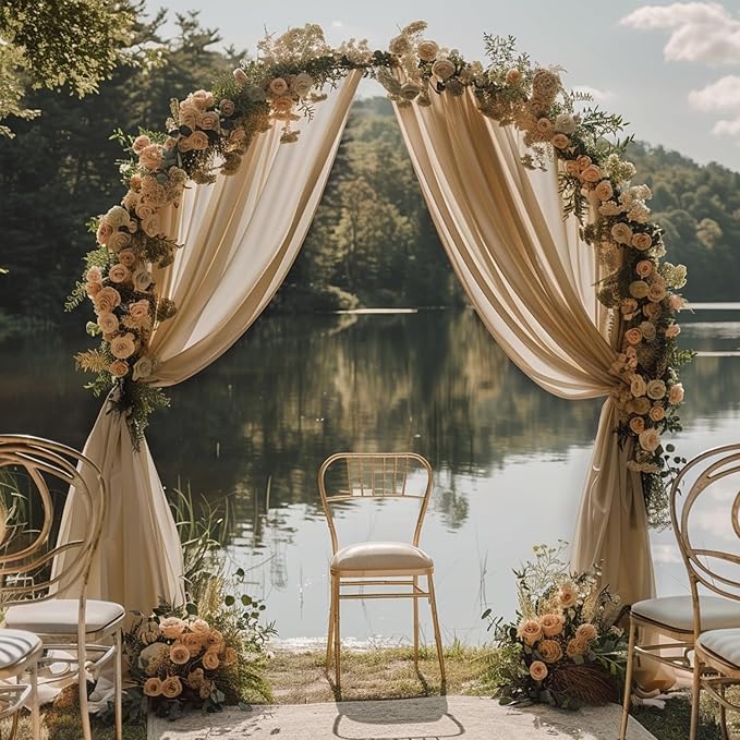 Wokceer Wedding Arch Draping Fabric Nude 28.7" x 20FT Sheer Drapes Backdrop for Ceremony, Birthday Party, Bridal Shower Decoration
