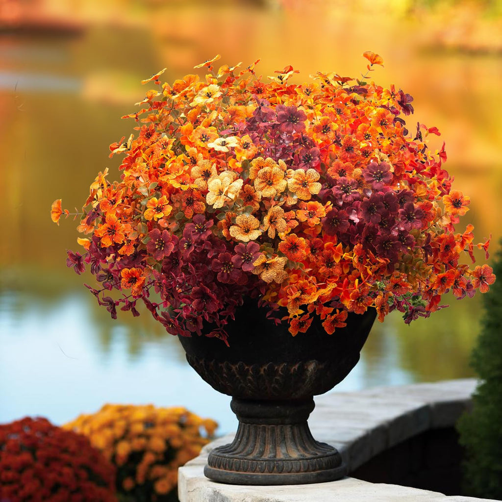 grunyia 16 bundles artificial fall flowers outdoor uv shown in use