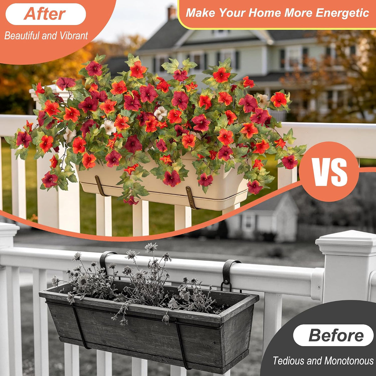 ammyoo artificial fall flowers fake petunias plants for, close-up detail