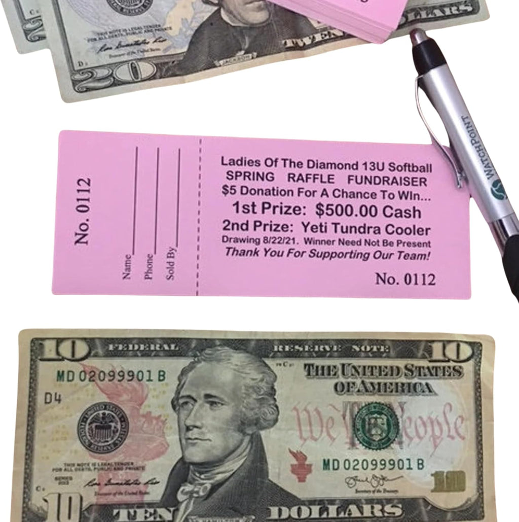 500 Custom Printed Raffle Tickets For Your Fundraiser! Your Choice Of Card Stock Printed, Numbered & Perforated With Stub. Great for Fundraising, 50/50 And Weddings. Other Quantities Available.