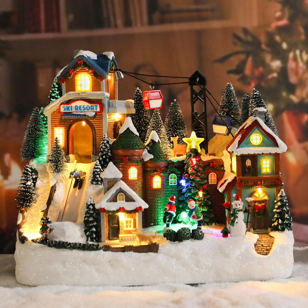 christmas village house 10.2 inch christmas decorations skiing showing dimensions