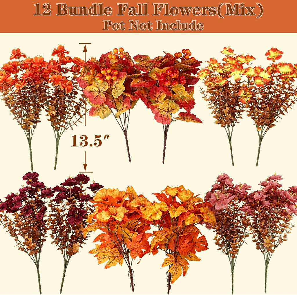 grunyia 12 bundle fall artificial flowers for outdoor shown in use