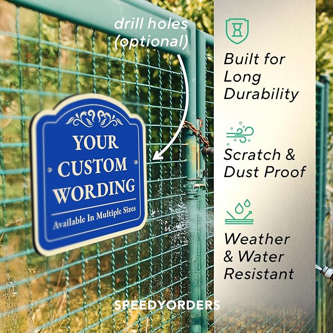 Custom Decorative Outdoor Metal Sign - Personalized Aluminum Driveway Sign, Waterproof, Made in USA - Design 1 Blue Steel 18x18 In