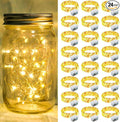 24 Pack Fairy Lights 7Ft 20 LED Twinkle String Lights 3 Modes Battery Operated Waterproof Firefly Starry for Mason Jar Party Wedding Christmas Valentines Day Table Centerpieces,Warm White