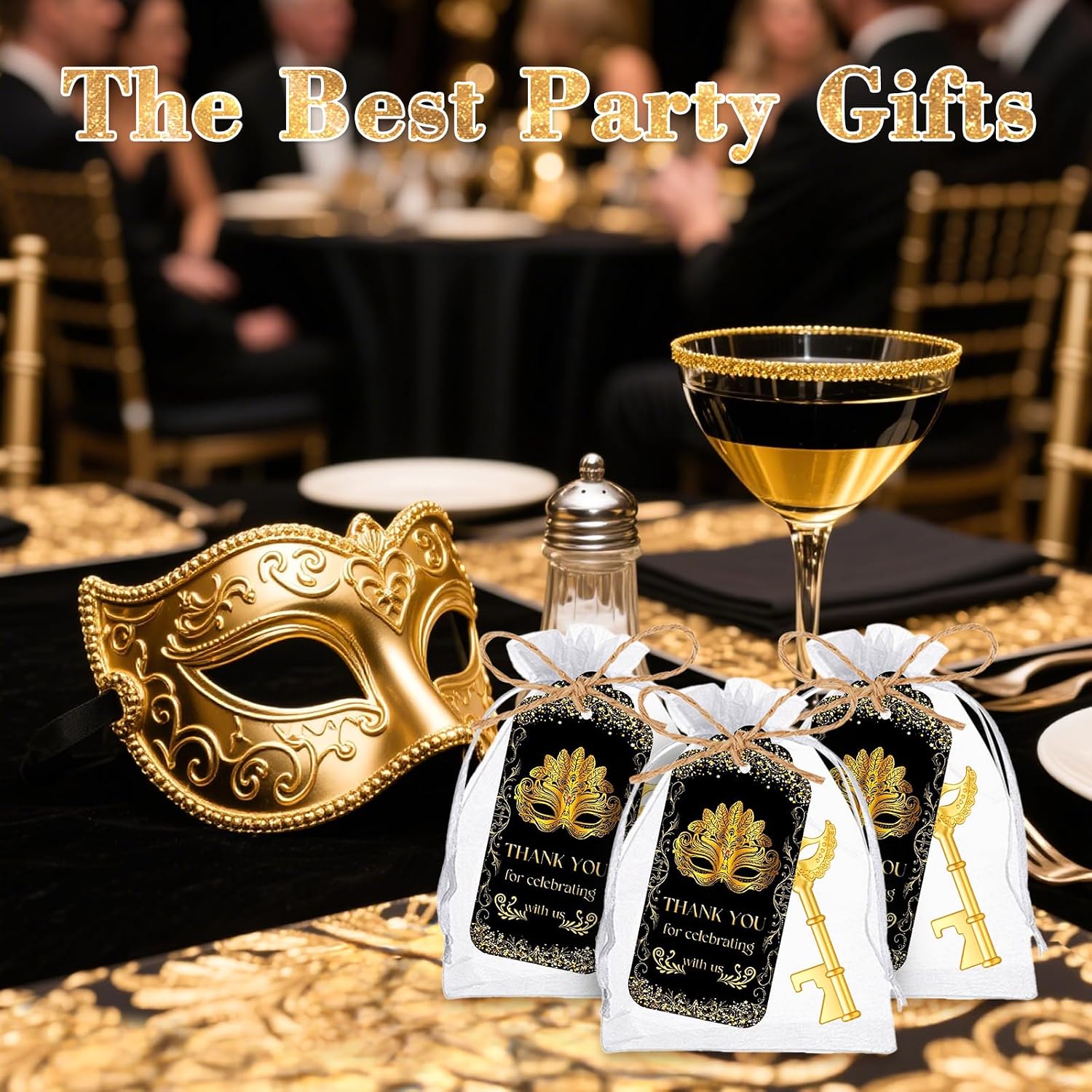50Pcs Crown Mask Bottle Openers, Masquerade Party Wedding Favors Gifts Bulk | Zinc Alloy, Organza Bags, Thank You Tags, Masquerade Party, Weddings, Bridal Showers, Guest Return Gifts