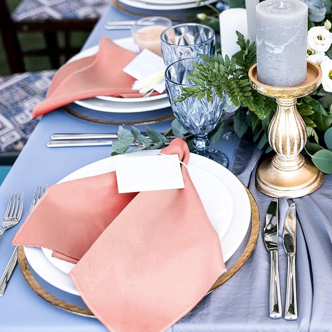 ANECO 12 Pieces Satin Napkins Soft Dinner Napkins Square Table Napkins 17 x 17 Inches for Restaurant Weddings Party Dinner Decoration (Rose Gold)