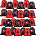 Lothee 24 Pcs Spider Drawstring Goodie Gift Bags Birthday Party Favors Spiderweb Candy Treat Bags for Birthday Party Supplies (Novel Style)