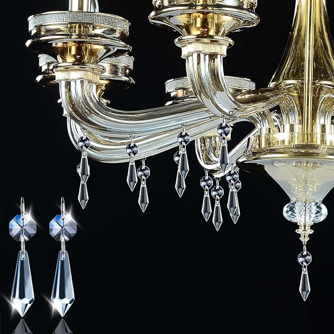 50PCS Premium Clear Crystal Teardrop Prism 2.4" -Crystal Glass Baroque Chandelier Pendant Drop Loose Beads Suncatcher for Holiday Party/Home/Window Decoration/Chandelier Replacement Parts