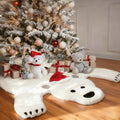 AerWo 48 Inch Christmas Tree Skirt, Faux Fur Polar Bear White Tree Skirt for White Christmas Decorations Indoor Party Holiday Xmas Home Decor
