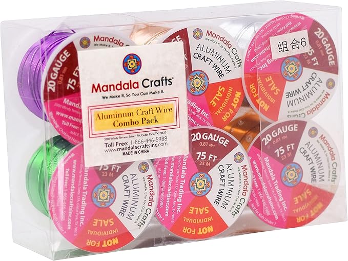 Mandala Crafts 22 Gauge Anodized Aluminum Craft Wire for Jewelry Making - 450 FT Colored Flexible Assorted Wire - Bendable for Bonsai Armature Crafting Sculpting