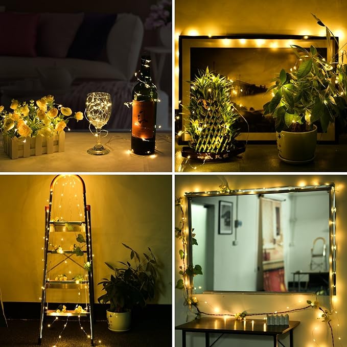 ANJAYLIA 16.5Ft 50 LED Fairy Lights Battery Operated String Lights for Party Home Wedding Festival Decoration, Warm White