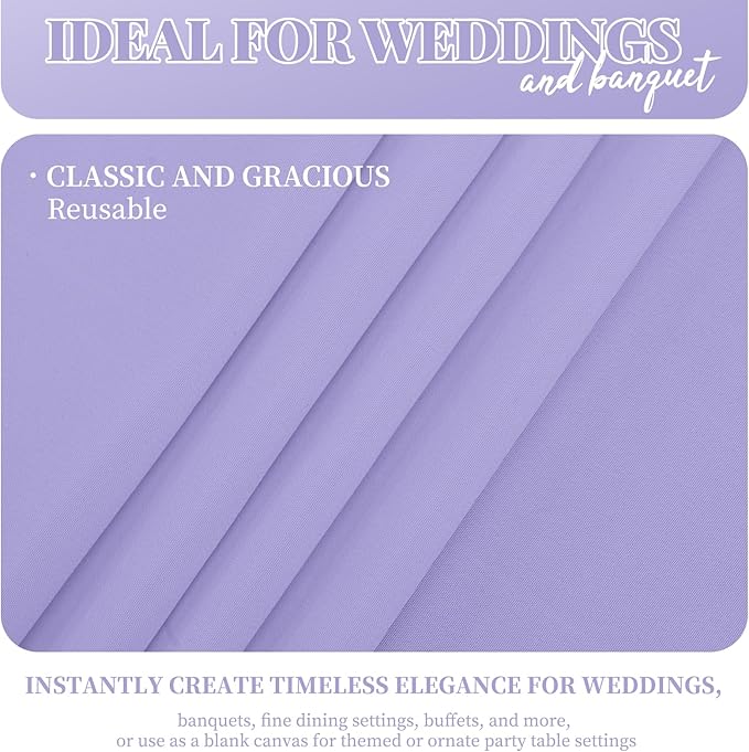 12 Pack 60 x 102 Inch Rectangle Tablecloth Lavender Polyester Tablecloth for 6 Feet Rectangle Tables,Washable Fabric Table Cloth for Wedding Dining Table Buffet Parties Camping