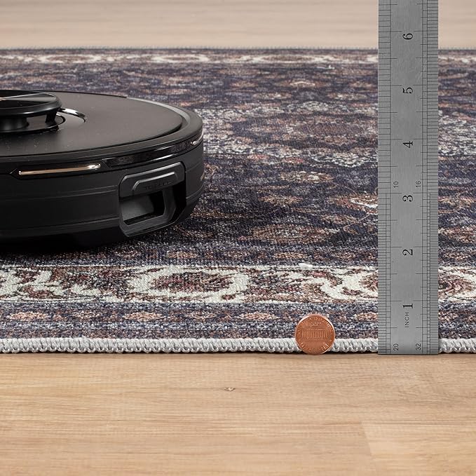 Bloom Rugs Washable Non-Slip 9' x 12' Rug - Navy Traditional Medallion Area Rug for Living Room, Bedroom, Dining Room, and Kitchen - Exact Size: 9' x 12'