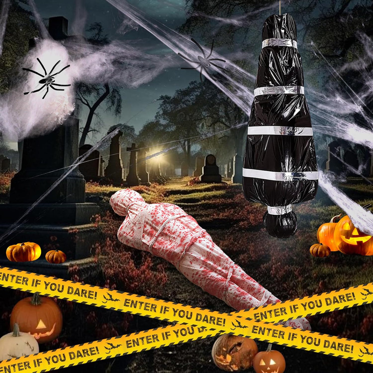 2 packs 6ft dead body bags hanging corpse, view 9