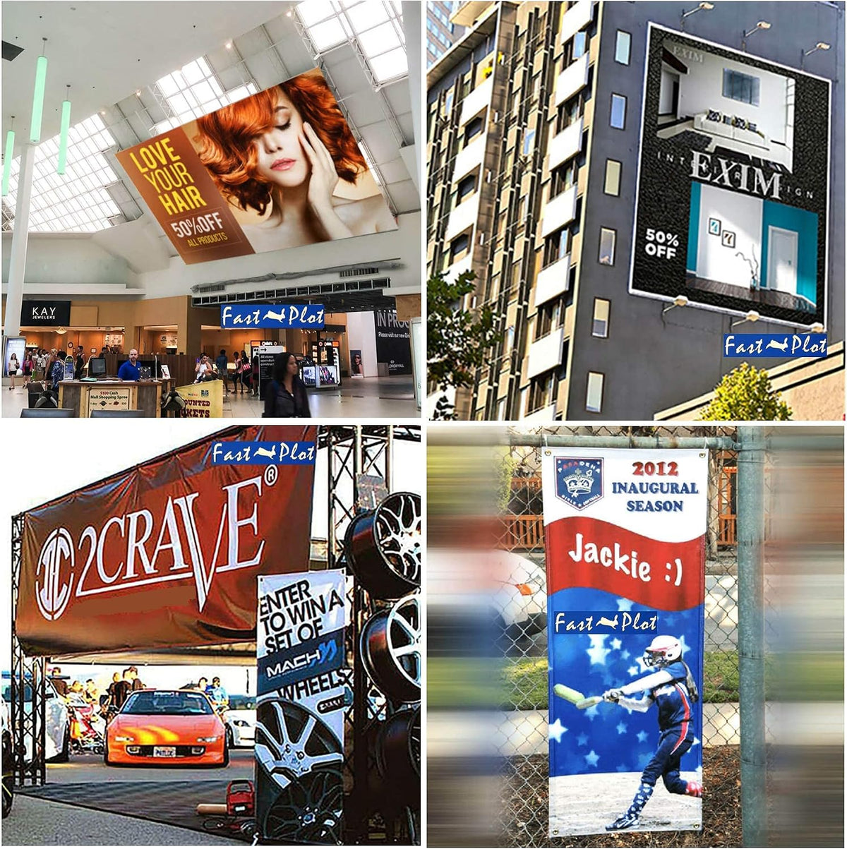 FastPlot Outdoor Scrim Vinyl Banner- Waterproof 15 mil 400g - 24inch x 60ft R...