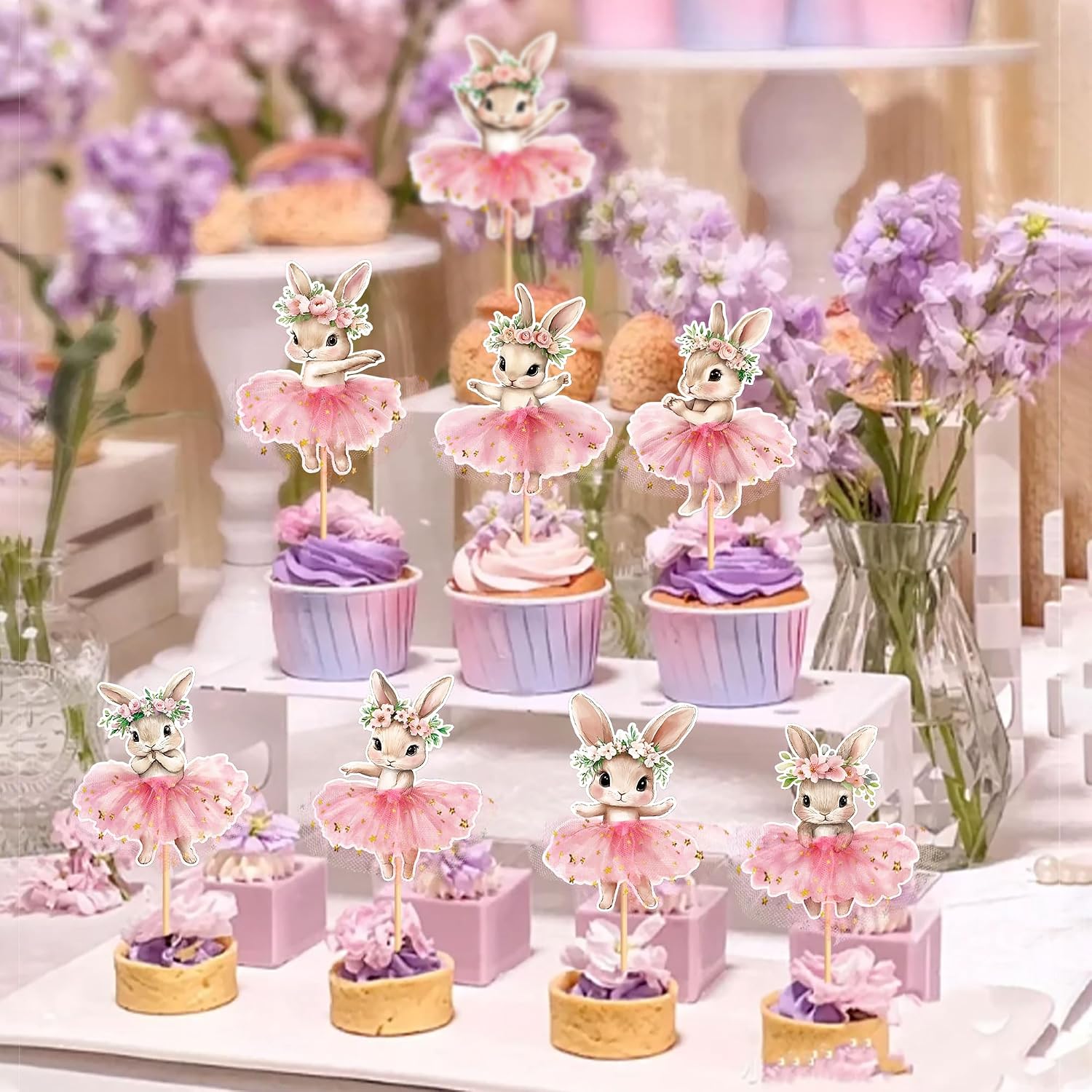 30 PCS Easter Cupcake topper Bunny Cupcake Toppers Easter Egg Cupcake Topper Rabbit Party Cake Topper Decorations (Style 14)
