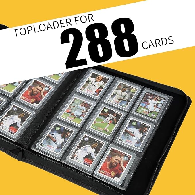 Toploader Binder with 9-Pocket Pages, Holds 288 "3×4" Rigid Toploader Hard Cases, Card Holder for Collectible Cards or Sports Cards, Durable Sleeves for Storage & Display (Grass)