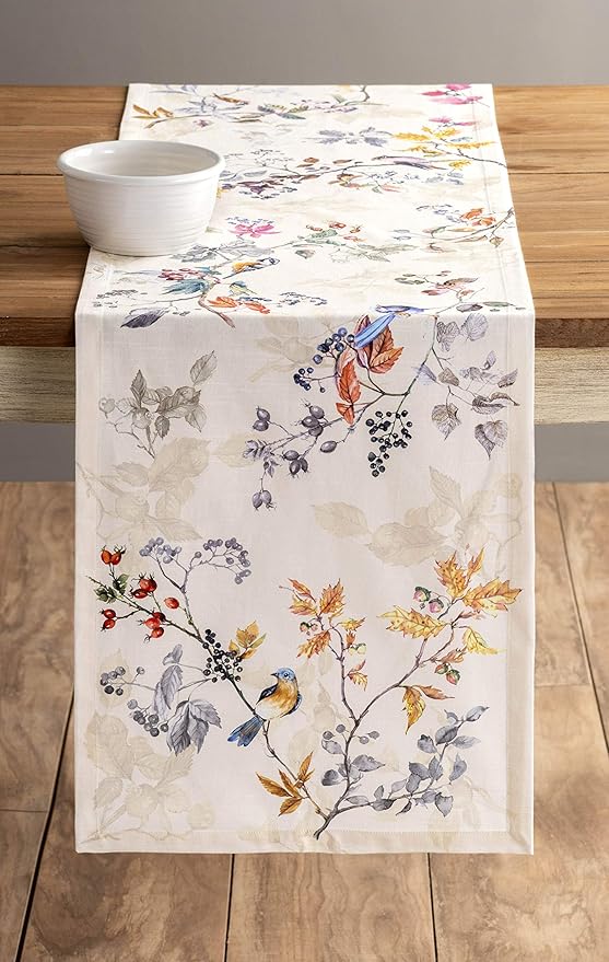Maison d' Hermine Table Runner 100% Cotton Single Layer Table Runners 72 inches Long for Thanksgiving Christmas Decorations Home Kitchen Dining Party Wedding (Equinoxe - Beige, 14.5" x 72")