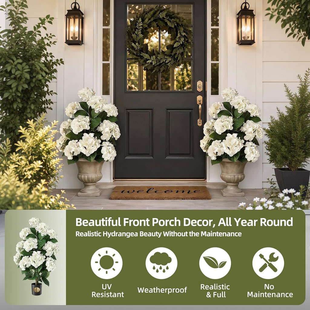 hydrangea artificial tree flowers for outdoor faux bush, close-up detail