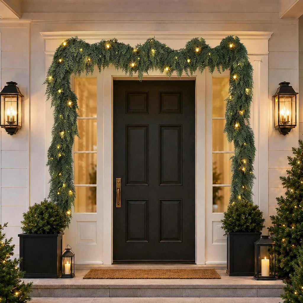 9ft pre-lit christmas garland with lights cedar garland, package contents