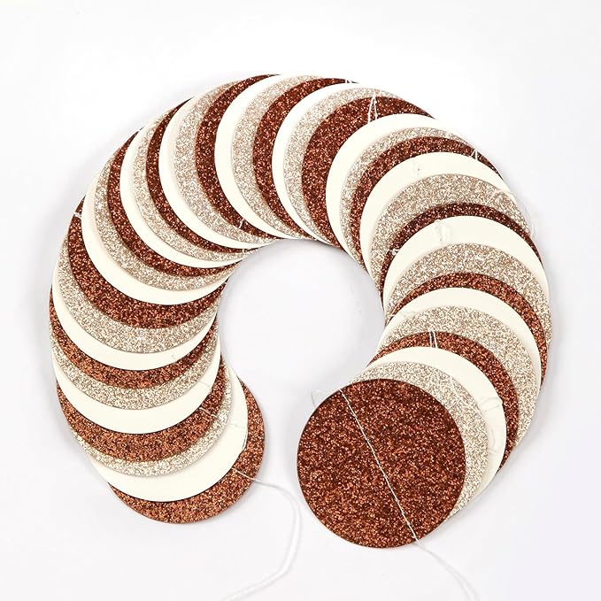 Boho Brown Champagne-Gold Party-Decorations Streamers-Garland - 52ft Fall Rustic Birthday Hanging Paper Banner,Autumn Baby Bridal Showe Neutral Wedding Bachelorette Decor Hugfond
